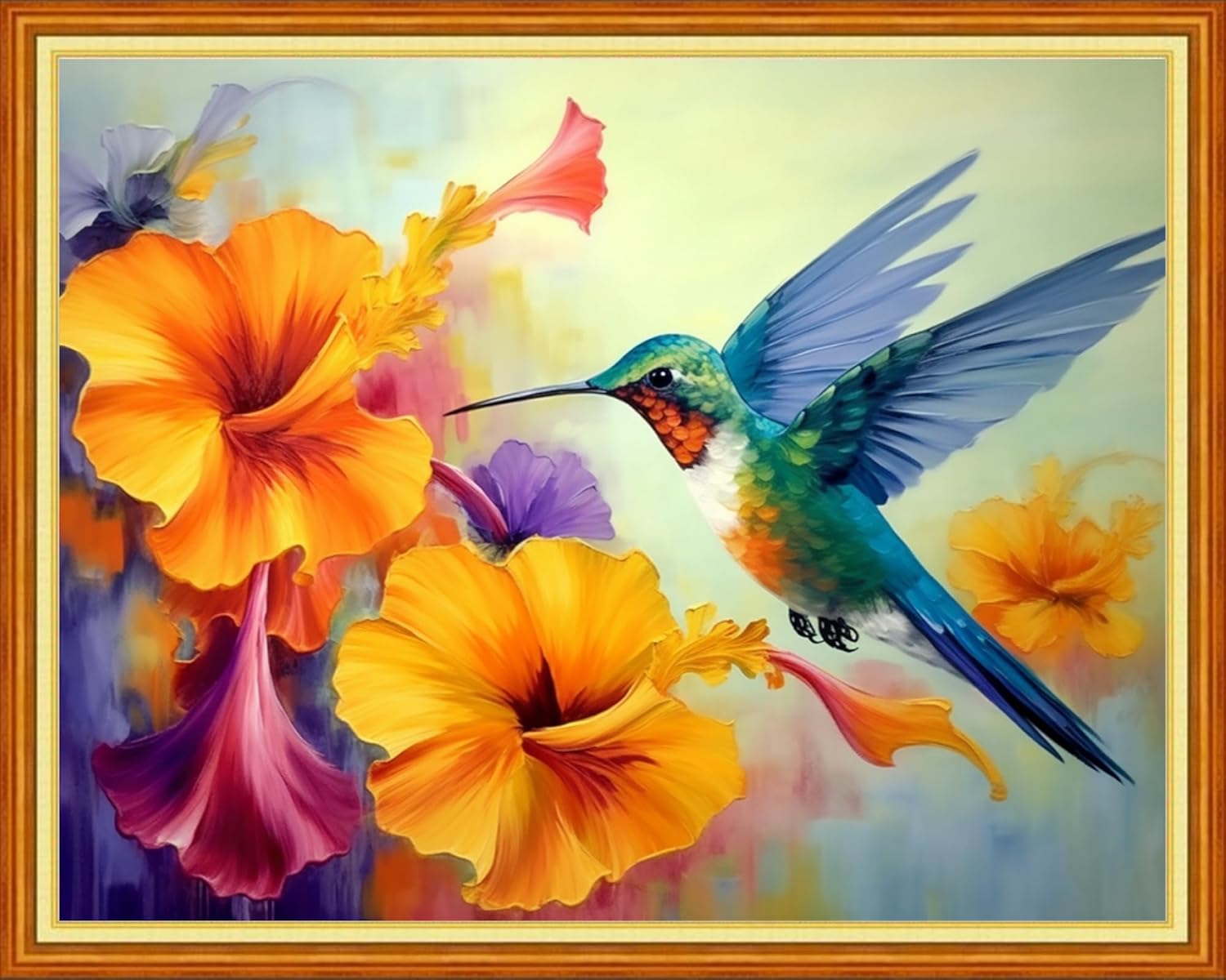 Redxing Stamped Cross Stitch Kits Embroidery kit for Beginners Adults Full Range of Embroidery Patterns Starter Kits DIY Printed Cross Stitch Kits Needlepoint Kits 11CT-Hummingbirds 16x20 inch