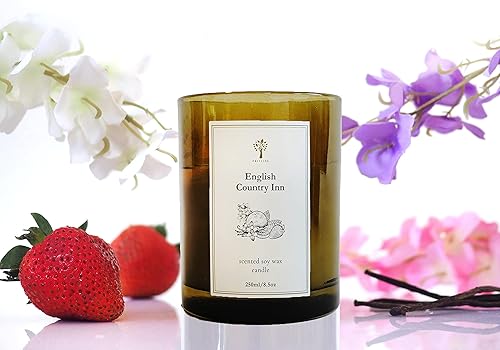 PRISTINE English Country InnInspired by Luxury Ritz Carlton Hotel - Velas perfumadas, 2 mechas de velas, fresa, vainilla y almizcle, vela de