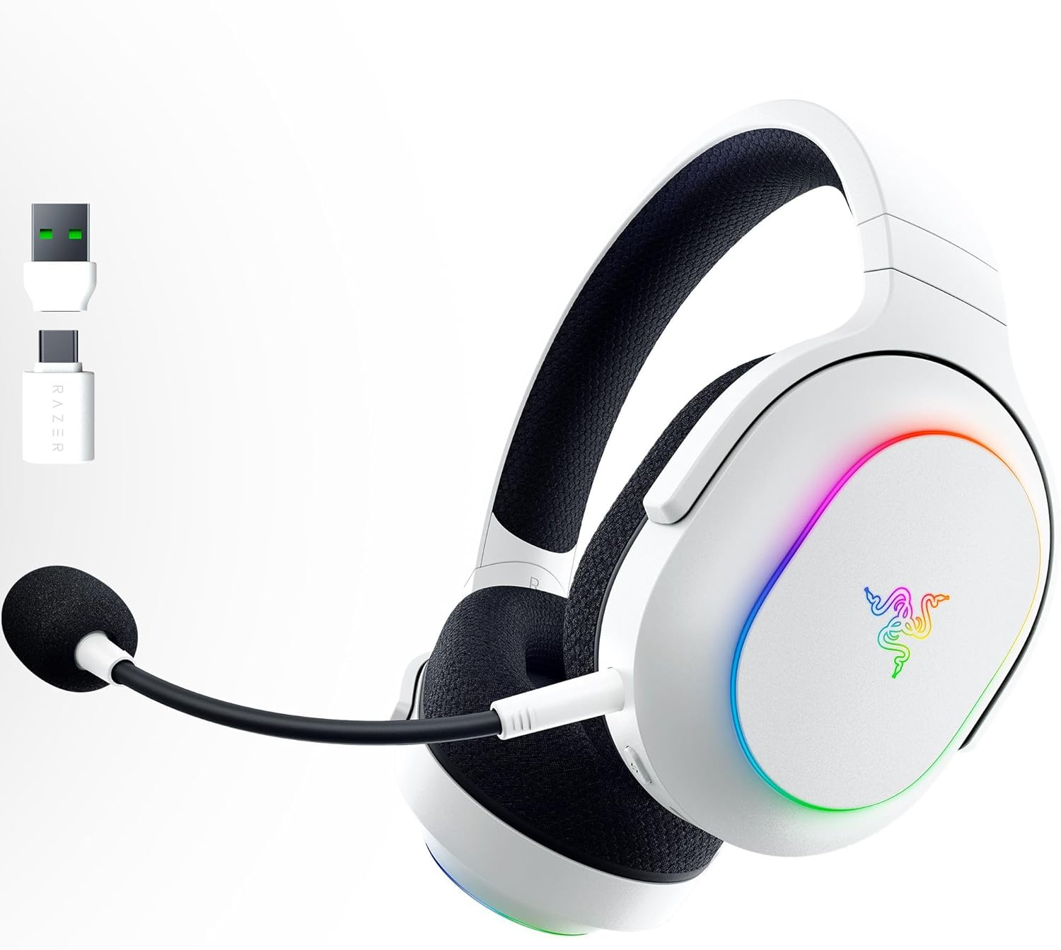 Razer Barracuda X Chroma Wireless Gaming Headset: 2.4GHz Wireless & Bluetooth - Lightweight - Chroma RGB - 40mm Drivers - 70 Hr Battery - for PC, Mac, PS5, Switch, Smartphone - White (Renewed) - Image 1 of 9
