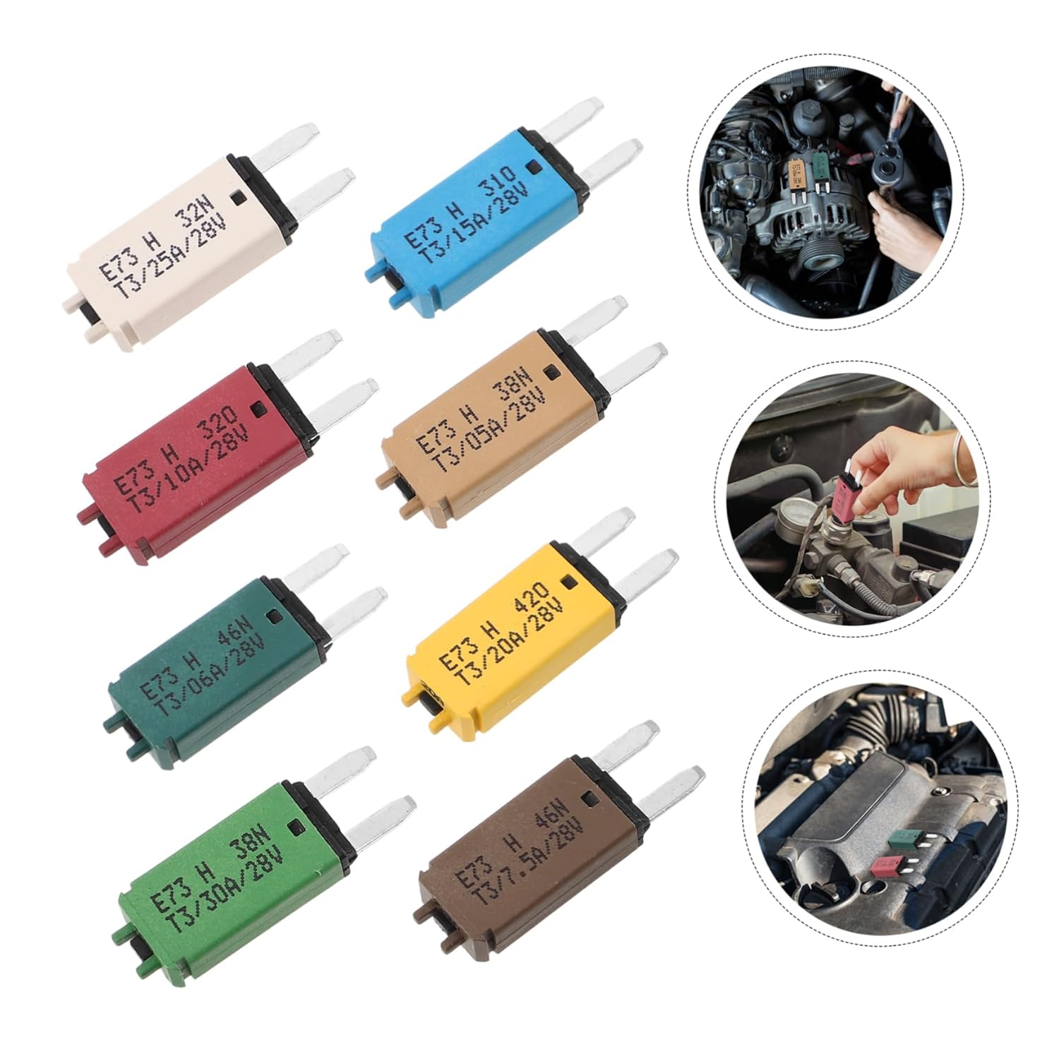 8pcs Reset Fuse Kit Low Profile Self- Fuses for Rv Automotive Use for Car Truck Boat to Assortment