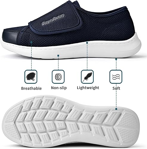 Miniatura 5 de Zapatos anchos para hombre, fáciles de poner, ajustables, ligeros para diabéticos, edema, juanetes, artritis, pies hinchados, zapatos ampliadores