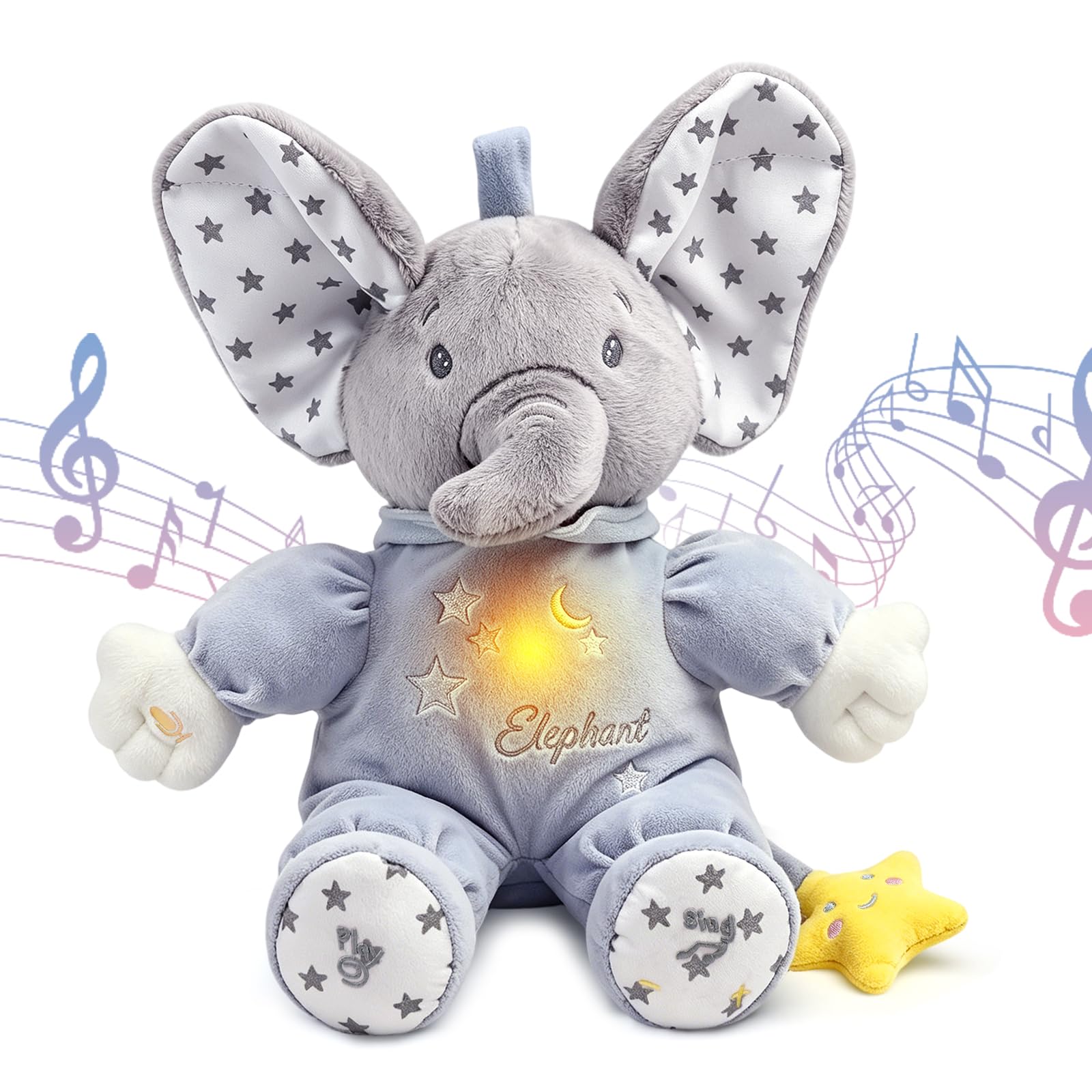 Peluche con elefante che canta e parla, per ragazze e ragazzi