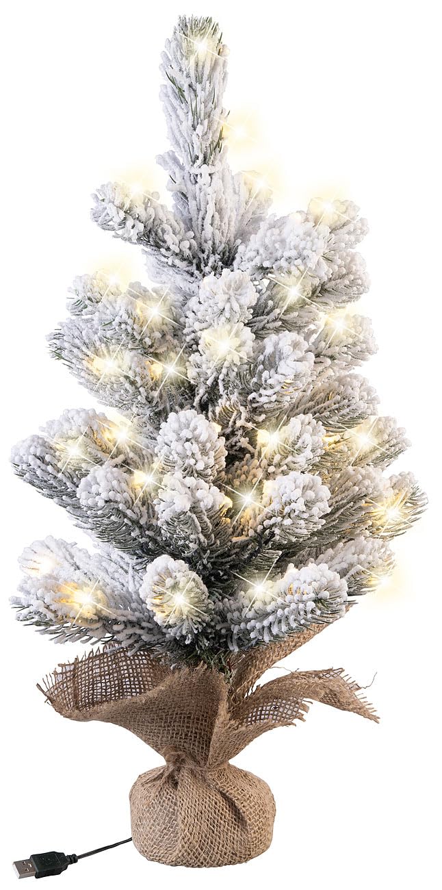 infactory Dekoracyjna choinka świąteczna z śniegiem, 50 diod LED, 56 cm