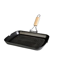 WECOOK! Ecostone Bistecchiera Ondulata, Induzione, 34 x 24 cm, Antiaderente ILAG Ecologico senza PFOA, Alluminio Fuso, 5mm di Spessore, Manico in Legno Pieghevole, Vitroceramica, Gas