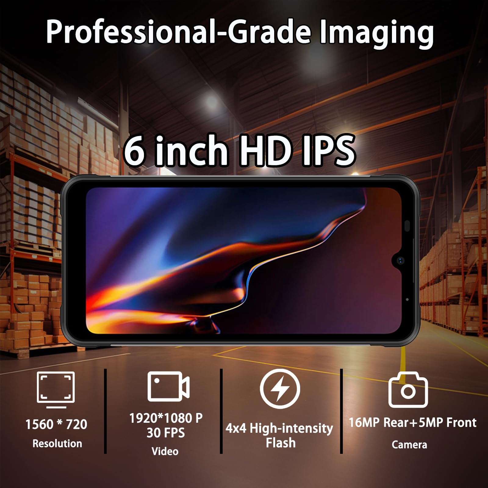 Scanner di Codici a Barre Android 15, PDA Industriale Rugged con Display Touch da 6,08", 4GB+64GB, Lettore 1D/2D, IP68, 4G/Wi-Fi 5/Bluetooth 5.2, Batteria da 5000mAh