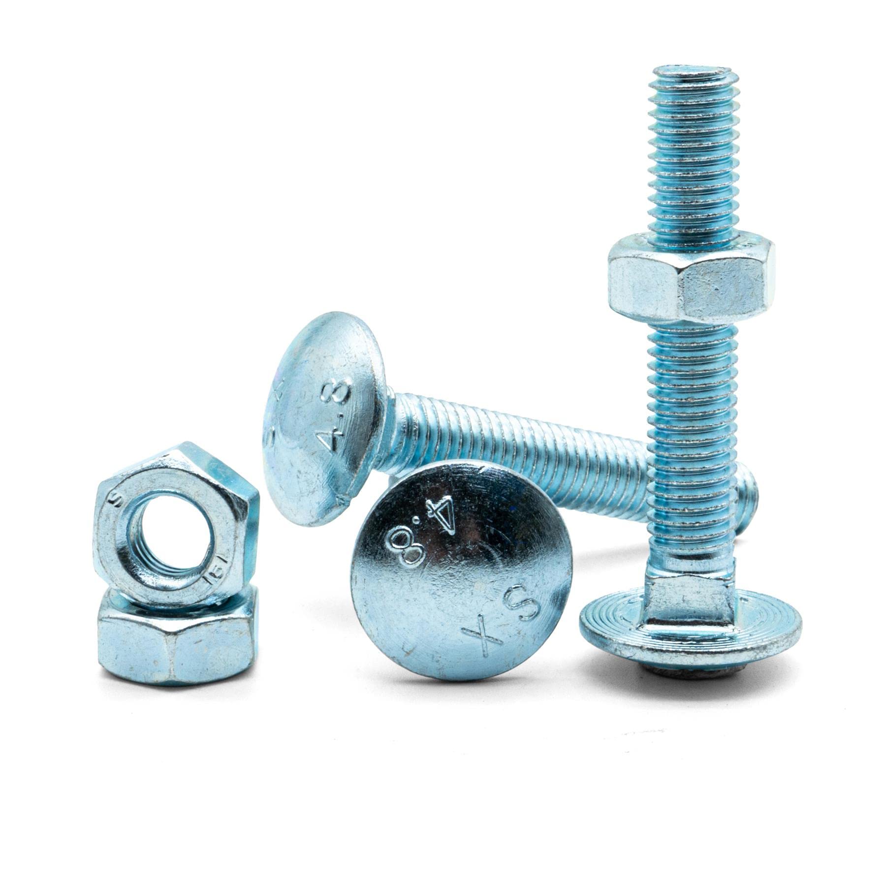 Hippo Hardware M6 (6mm X 80mm) Carriage Cup Square Bolts Coach Screws with Hexagon Nuts Zinc Steel (Pack of 50)
