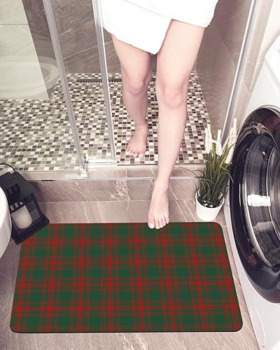 Miniatura 5 de Tapete de baño a cuadros rojos y verdes para bañera, antideslizante, de secado rápido y absorbente, de tierra de diatomeas, fregadero de ducha,