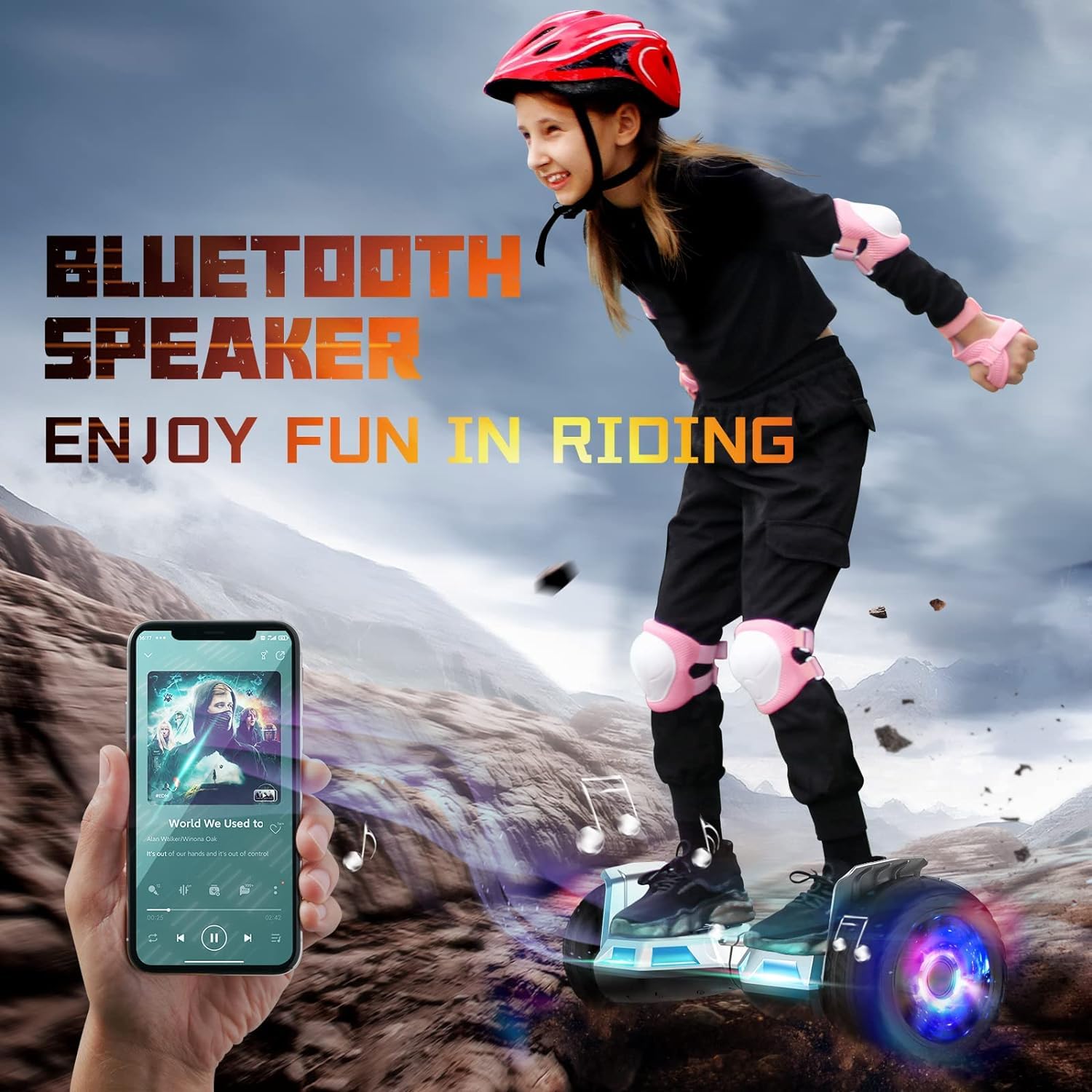 8,5 pulgadas All Terrain Off Road Hoverboard with Bluetooth Speakers and LED Lights, UL2272 Certified Self Balancing Scooter