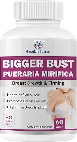 Miniatura 1 de GlossiLife Sciences 2 x 60 Cap Bigger Bust Pueraria Mirifica Mama Crecimiento 500mg (eq 7500mg) 120 Cap