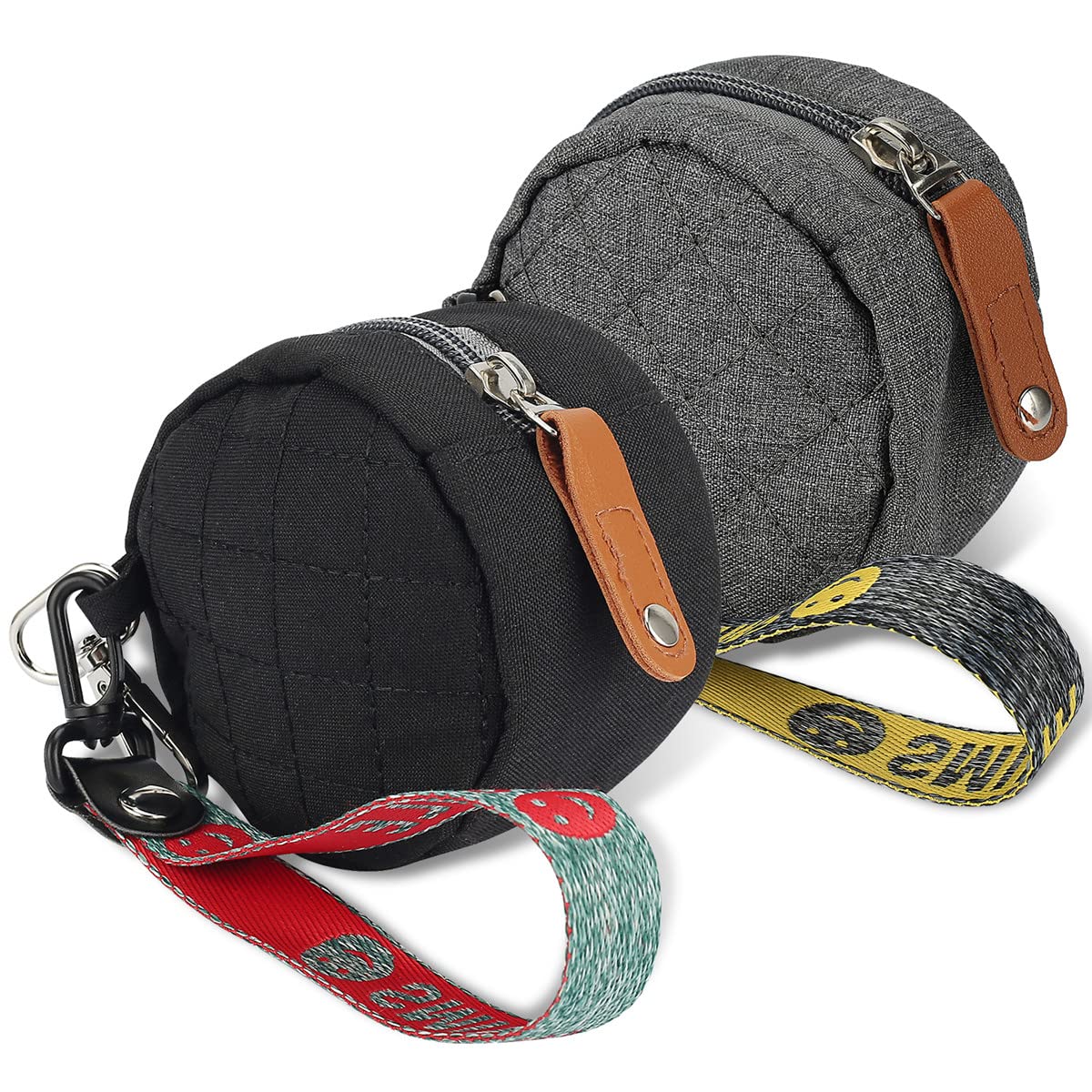 Bking-Box Pacifier Case Bag. Easy to Clean Pacifier Charm, Holds 2 Pacifiers.Fashionable pacifer case Stroller & Diaper Bag Accessory.Pacifier Charm Pod Includes Clasp-2 Pack (Black+Grey)