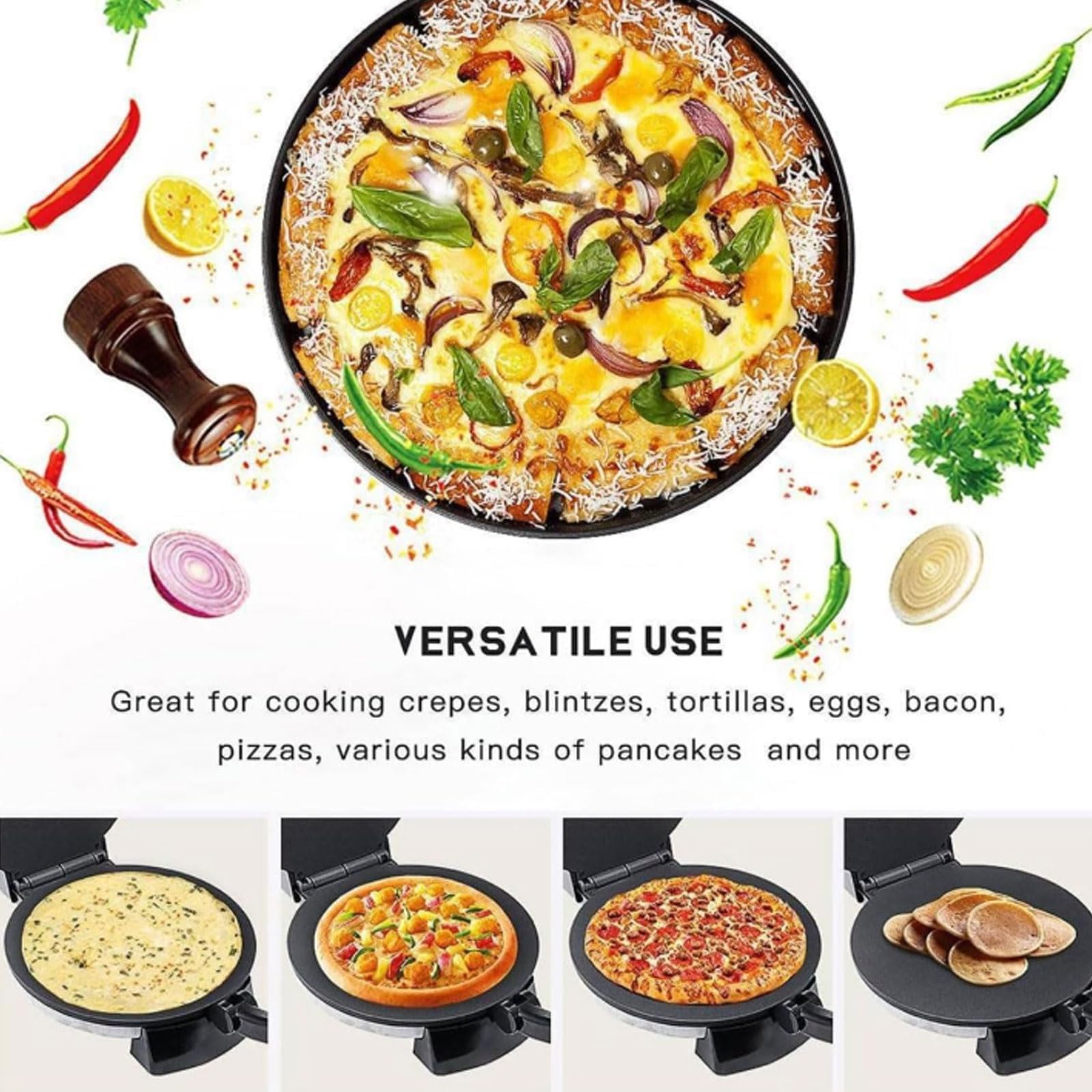 Macchina Per Roti Antiaderente Da 10 Pollici, Macchina Elettrica Per Roti Con Temperatura Regolabile E Doppio Lato, Per La Facile Preparazione Di Chapati E Tortilla