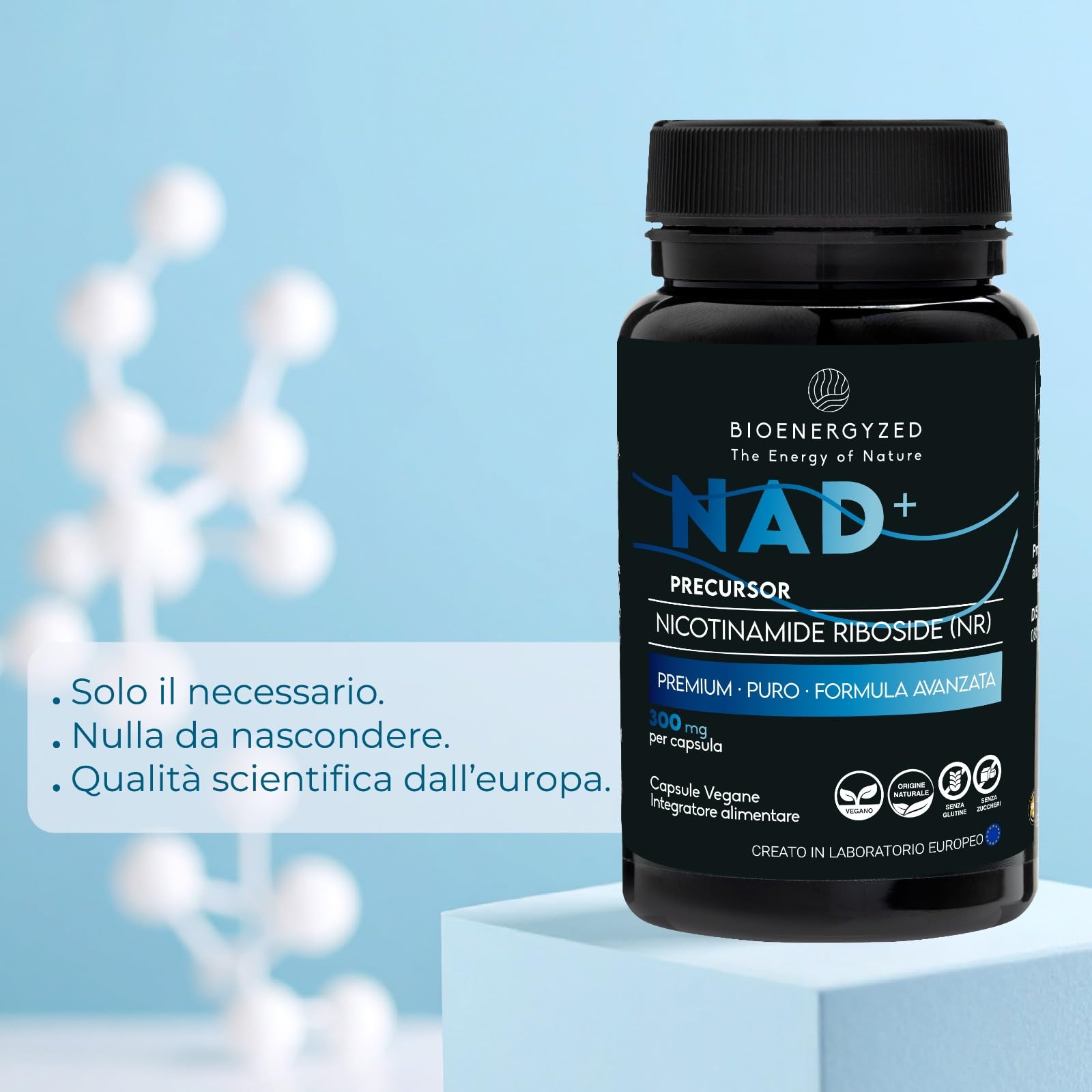100% Nad Integratore Puro Alta Assorbibilità | Antietà | Sviluppato, Formulato e Prodotto in Europa | NAD+ Nicotinamide Riboside Power Shot | Dose massima Giornaliera, Grado Farmaceutico (30 Capsule)