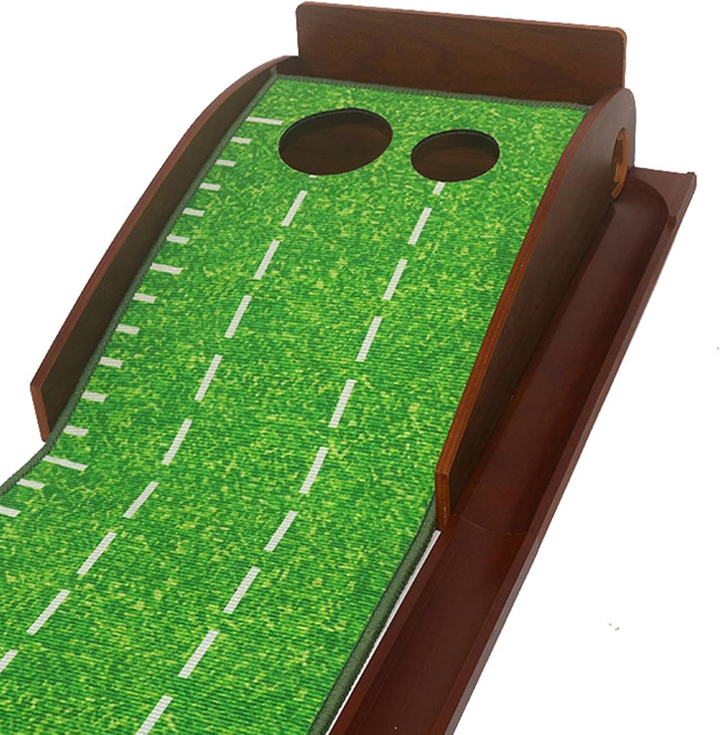 ゴルフ パッティング マット - 118.11 インチ 木製 屋内練習用 グリーン |距離スケールと自動リターン付き - ベルベット
