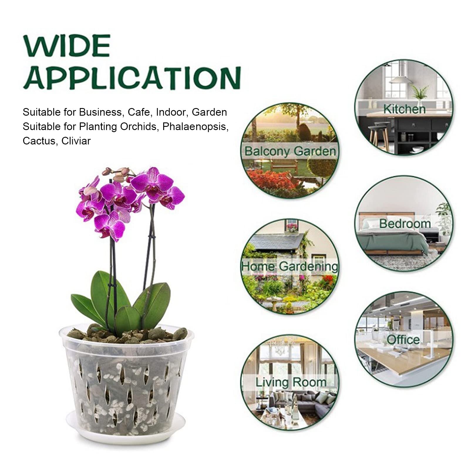 TOPINCN Maceta de Flores de Orquídea de Plástico, Maceta Transparente con Agujeros de Drenaje de Orquídea Transpirable Maceta de Plantación de Orquídea Transparente con Platillos para
