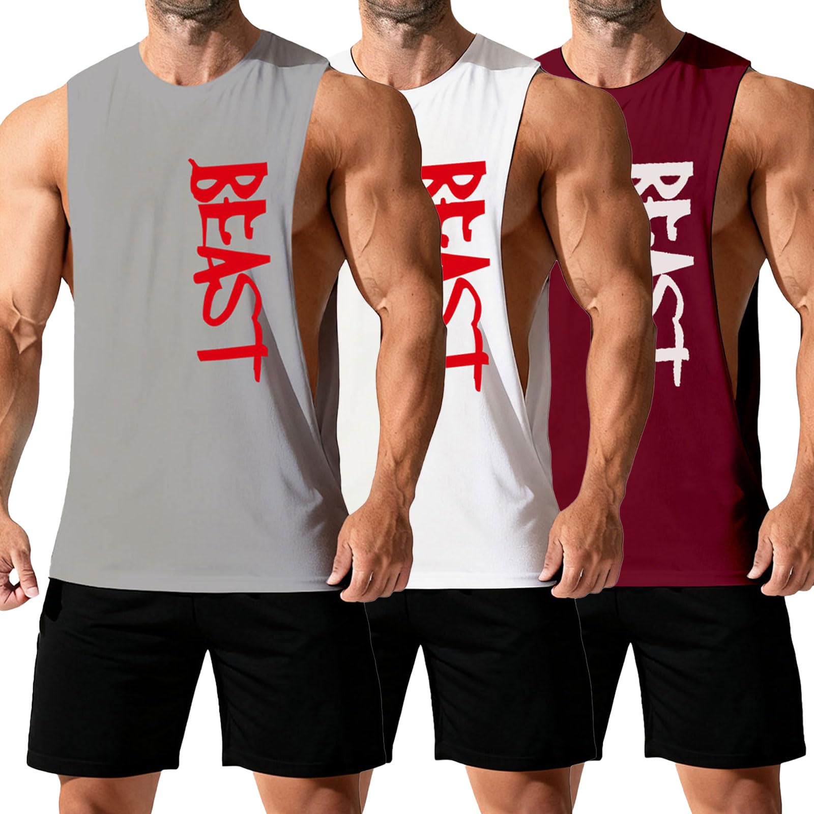 CUIFUTANG Men's Workout Tank Tops Gym Cut Off Muscle Tee Fitness Bodybuilding Sleeveless T-Shirt