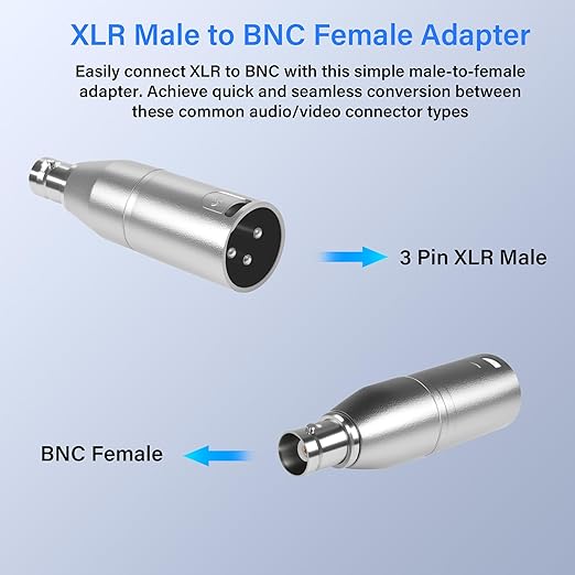 Adaptador XLR a BNC Macho 3 Pines a Hembra BNC 2 Unidades miniatura 2