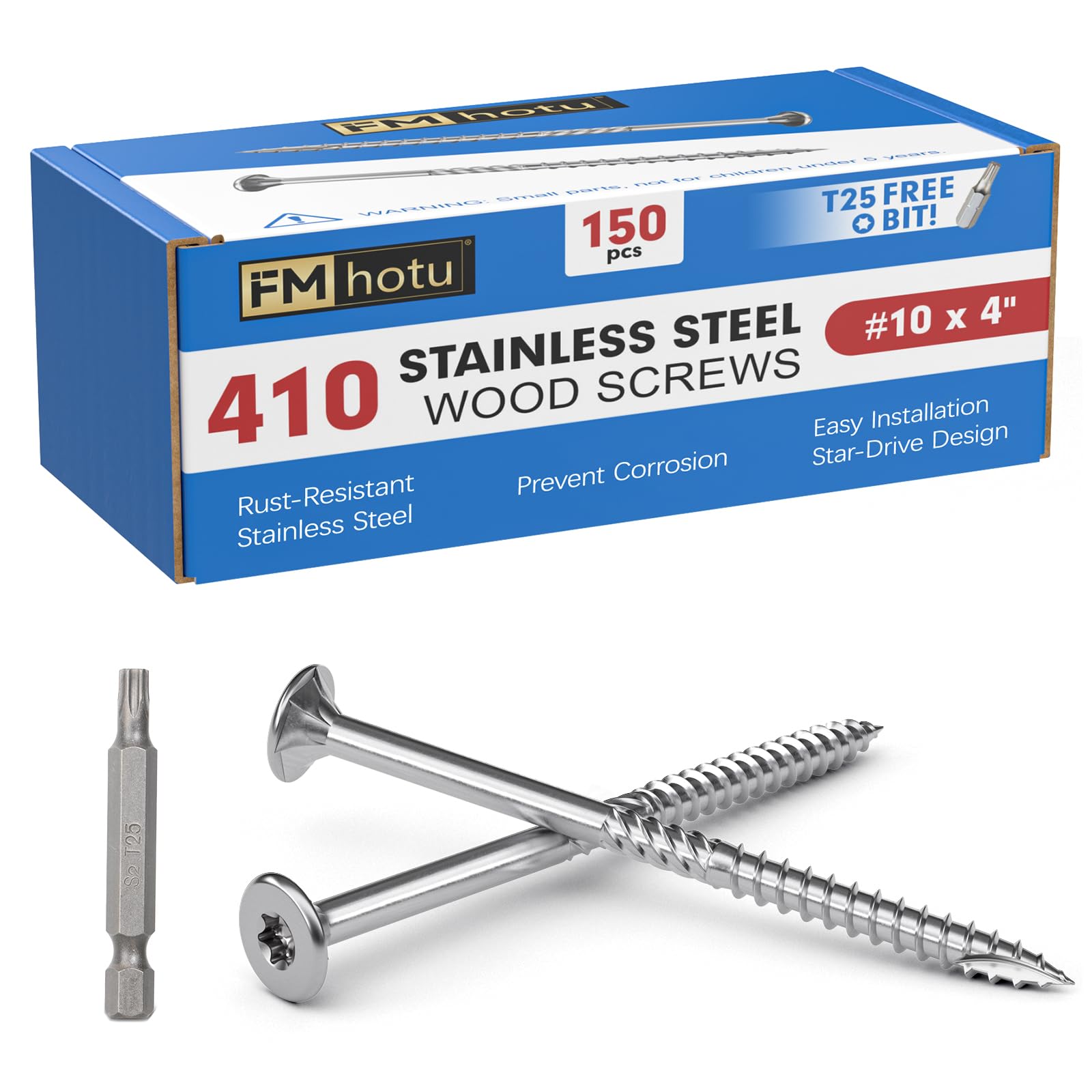 Stainless Steel Deck Screws - 150 Pack #10 x 2 -30