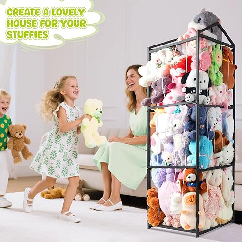 Miniatura 6 de Almacenamiento de peluches de animales de peluche, organizador de almacenamiento de juguetes para niños, soporte gigante de zoológico de peluche,