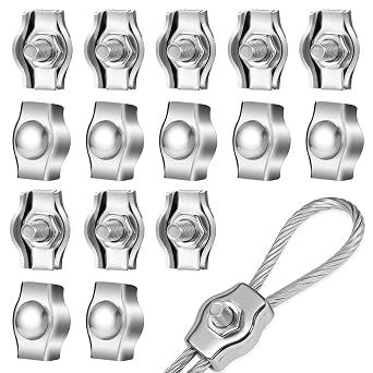 Yuanchu 15 Pcs M2 Simplex Single Bolt Wire Rope Clips, Wire Cable Rope Grips Clamps Caliper Stainless Steel Wire Rope Clip Cable Clamps Caliper for 1/16 Inch Diameter Wire RopeM2