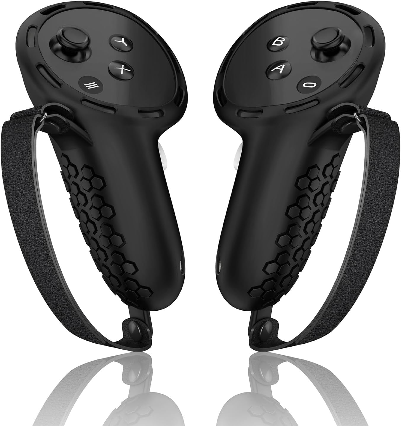 STAYOUNG Controller Grips Cover Compatible with Meta Quest 3 Accessories - Silicone Controller Grips Cover/Hand Straps Protector 2pcs Joystick Cover(Black)