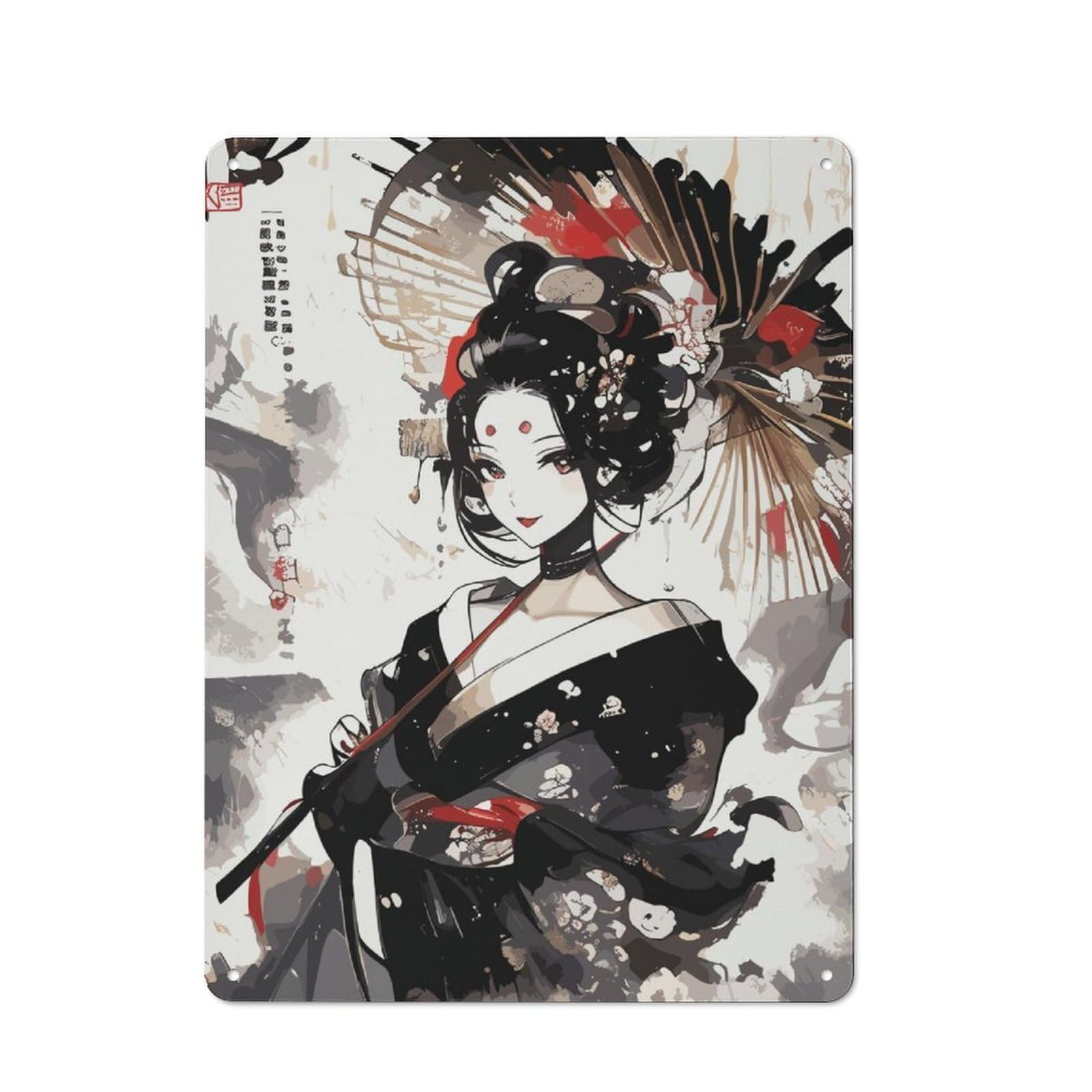 Beauty Geisha Decorative Metal Plaque for Bar Wall, Pub Room And Party Space, Gift for Friends, Dad Or Home Bar Owners, 40x30cm
