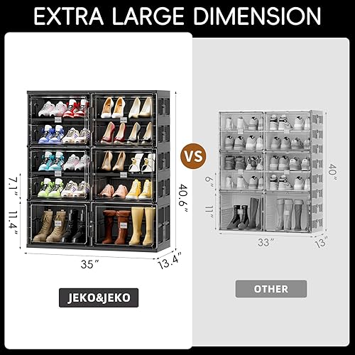 Miniatura 3 de JEKO&JEKO Estante para zapatos plegable de 5 niveles con gabinete para armario y entrada, gran organizador de zapatos colapsable con puertas