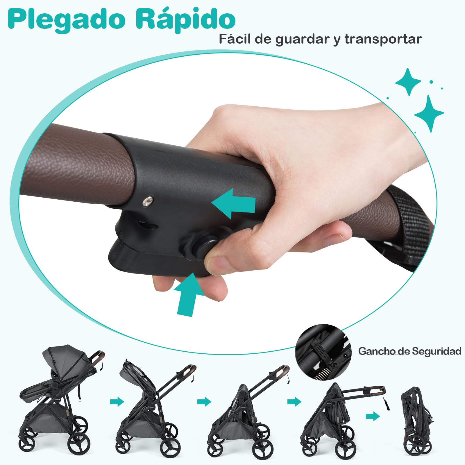 COSTWAY Silla de Paseo Bebe, 2 en 1 Cochecito de Bebe Plegable con Modo Capazo, Cochecito Convertible para Niños con Asiento Reversible, Capota y Respaldo Ajustables (Gris)
