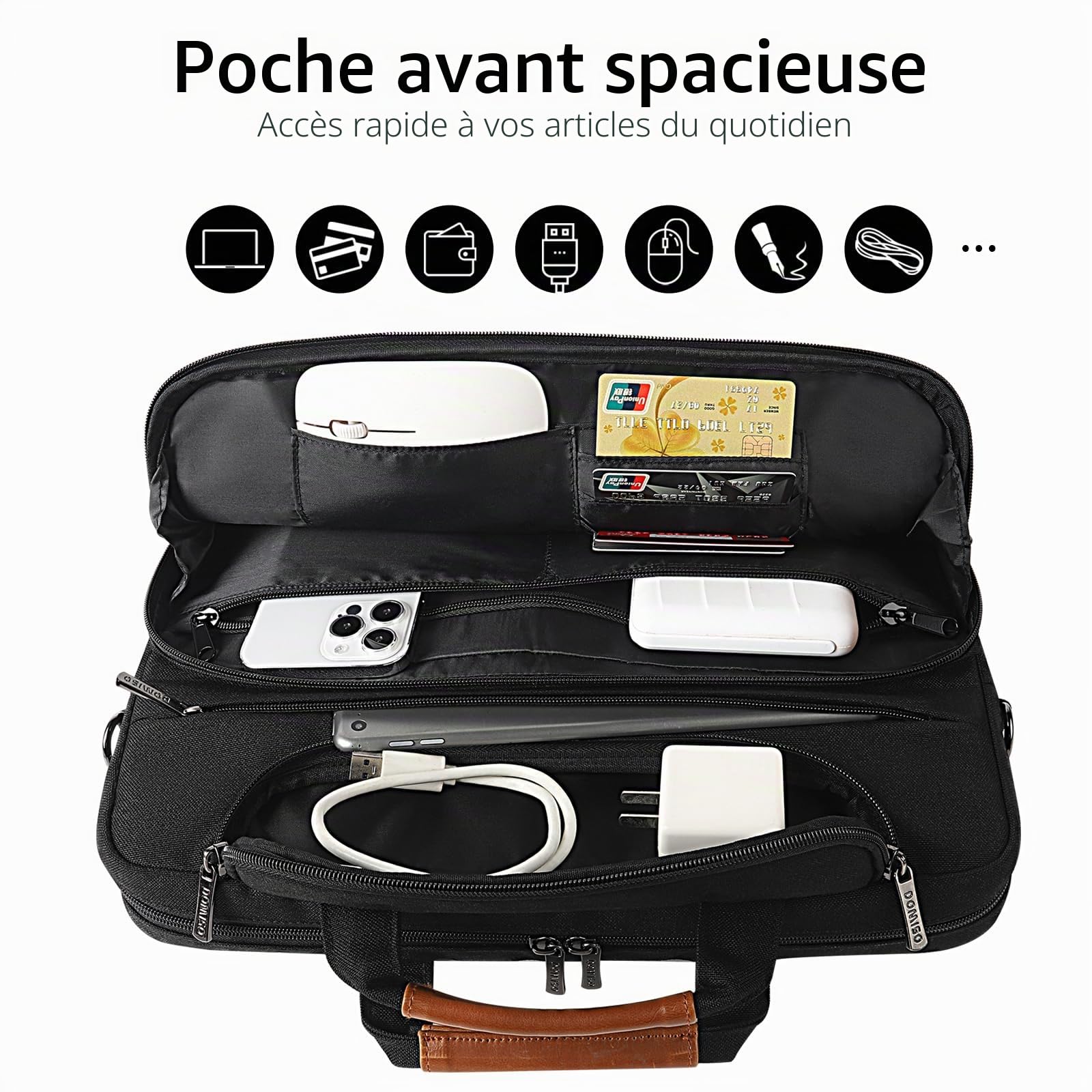 DOMISO Sacoche Ordinateur 18 Pouces Résistant à l'Eau Pochette PC Portable Sac à Bandoulière Homme Business Sac de Transport pour PC Gamer 18 Pouces/ASUS ROG Strix Scar 18 & G18 (2023-2025), Noir