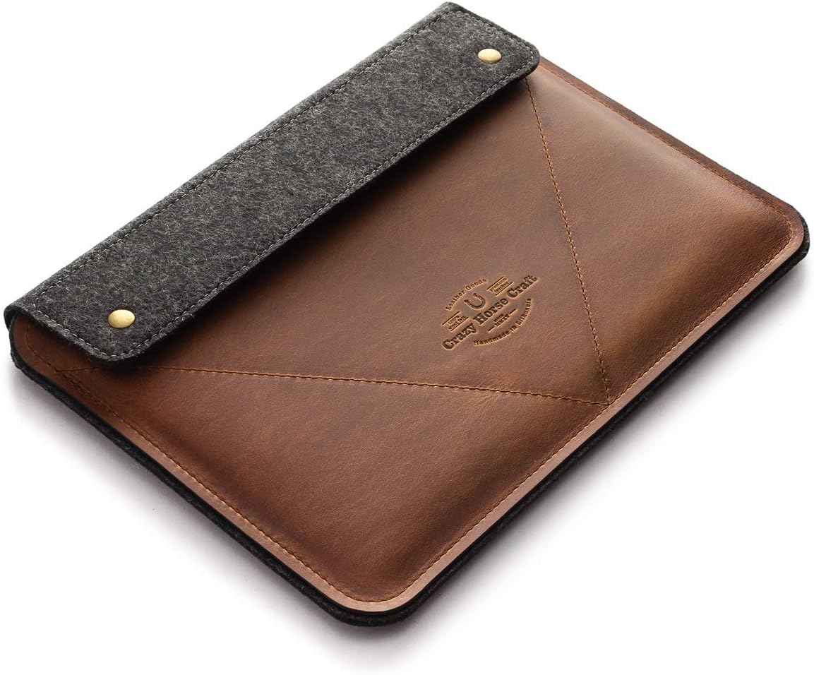 Genuine Italian Leather Case for MacBook Pro 13/14 / 15/16 inch, 100% Wool Felt Handmade Unique Vintage Laptop Cover Top Quality Secure MB Air 13 Sleeve M1 M2 bag Engraved Gift, Crazy Horse Craft