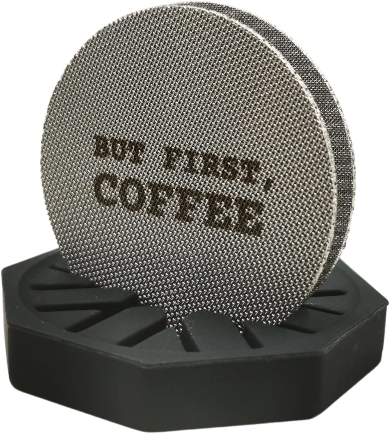 Gemini 2 Packs 53.3mm Puck Screen with Stand - Reusable Contact Shower Screen with Silicone Holder - 1.7mm / 1.0mm Thickness 150μm Mesh - Compatible with Espresso Machine 54mm Portafilter Basket