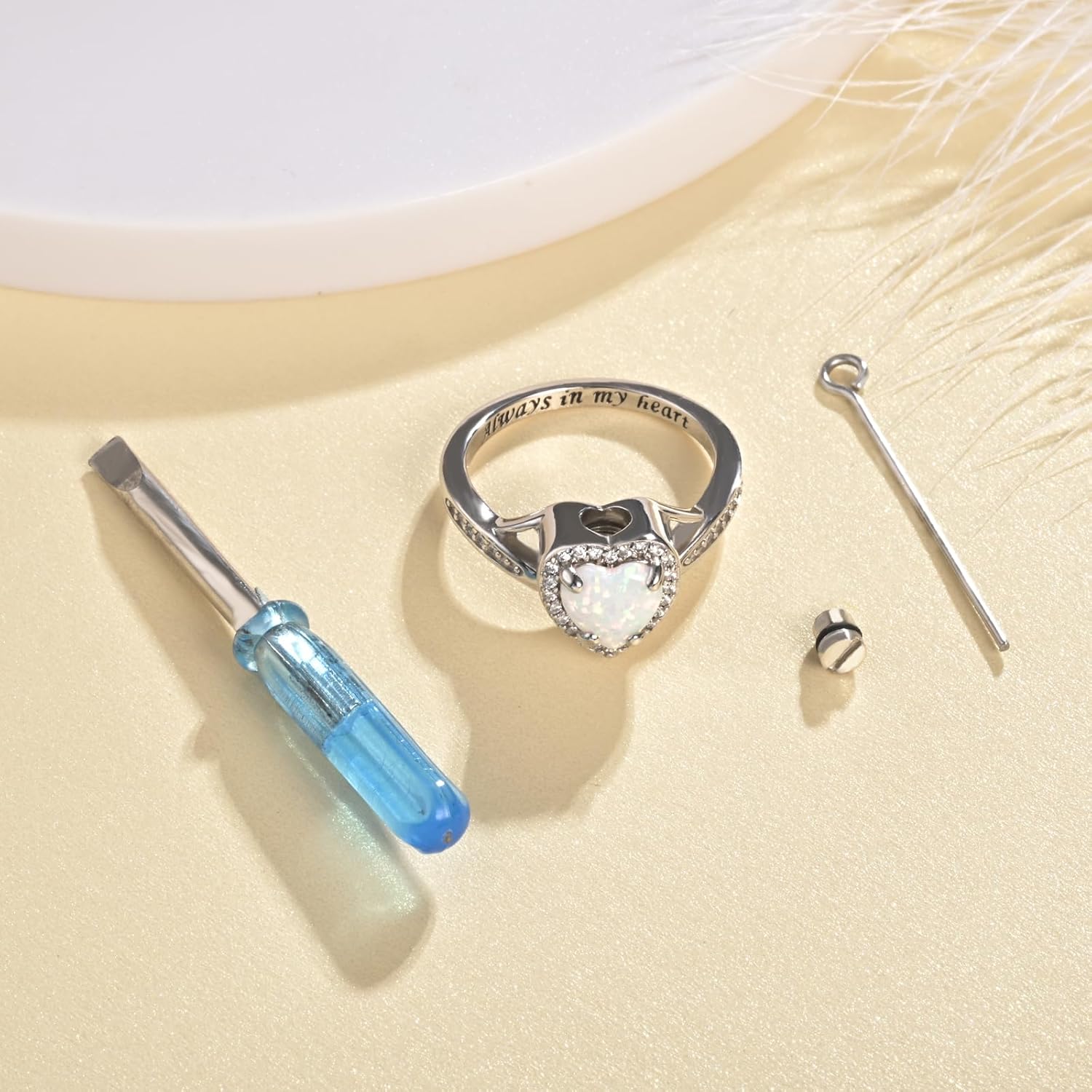 Heart Urn Ring for Ashes for Women - 925 Sterling Silver Opal Cremation Rings Memorial Keepsake Jewelry for Loss of a Loved One - Image 3