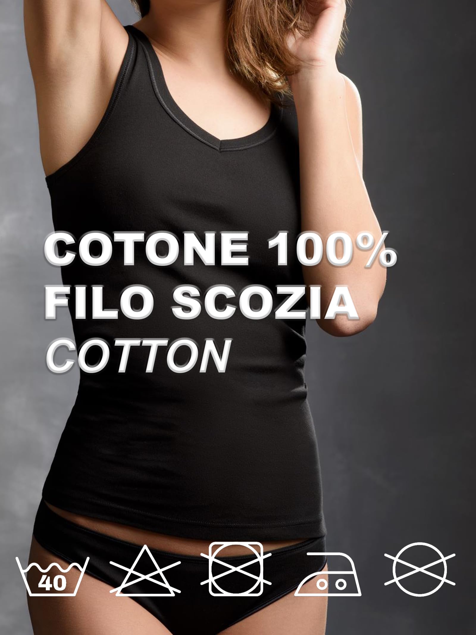 GARDA - 3 pz Canotta Donna in Filo di Scozia con Spalla Larga Art. 0151