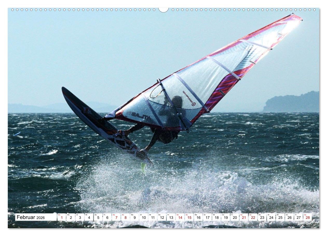 Funsport Windsurfen (hochwertiger Premium Wandkalender 2026 DIN A2 quer), Kunstdruck in Hochglanz: Atemraubenden Surfszenen, aufgenommen an traumhaften Surfspots (CALVENDO Sport)