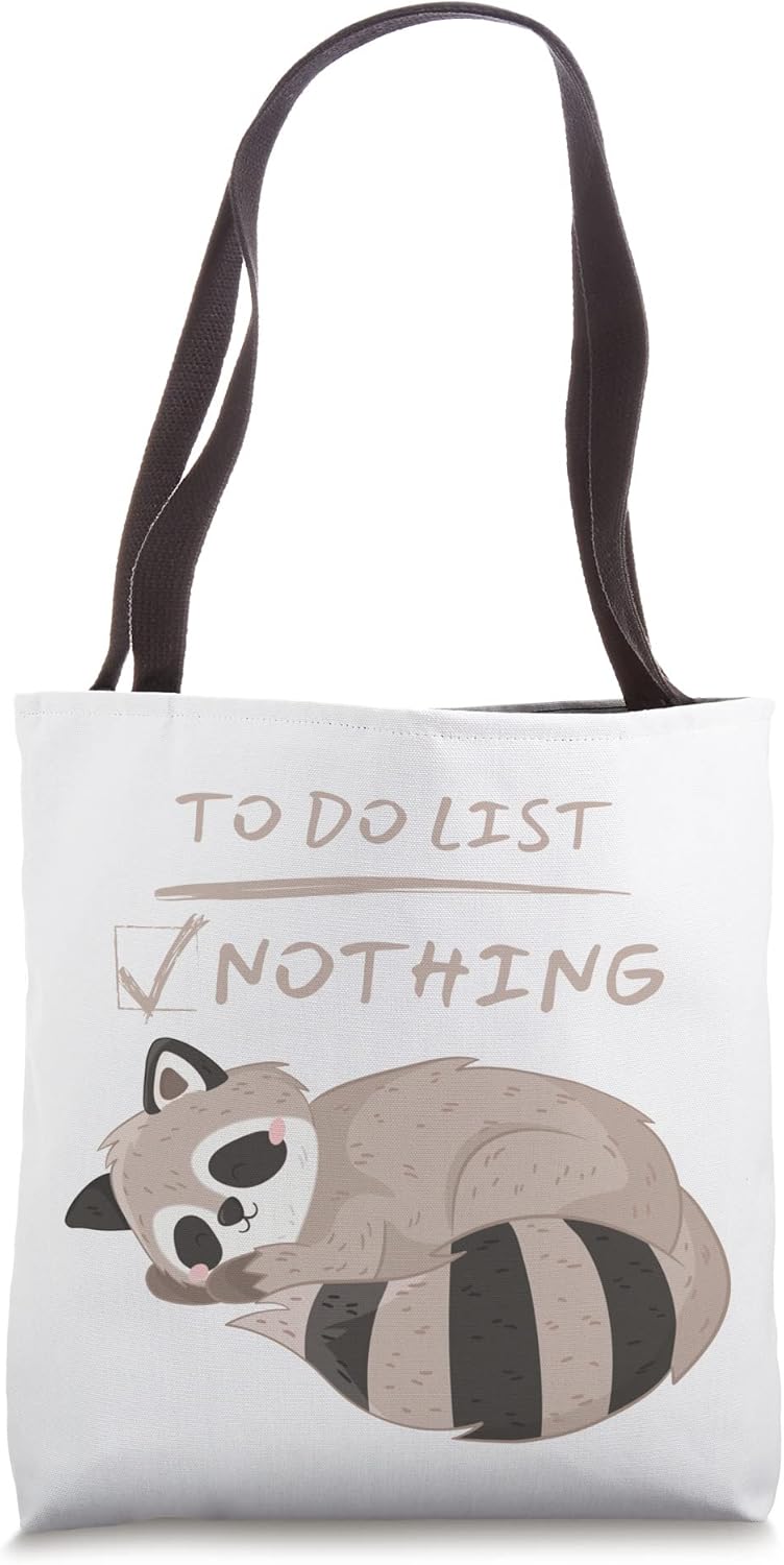 Cute Lazy Sleeping Baby Racoon To Do List Nothing Tote...
