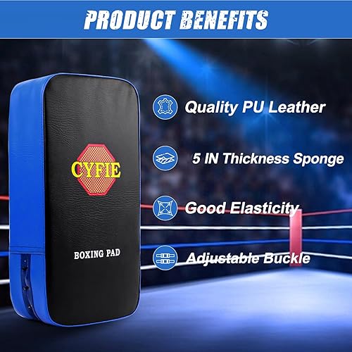 Vista 4 de CYFIE Juego de Boxeo para Niños – Manoplas de Golpeo y Almohadillas de Patada 2 en 1 para Karate, Muay Thai, Taekwondo – Equipo de Entrenamiento