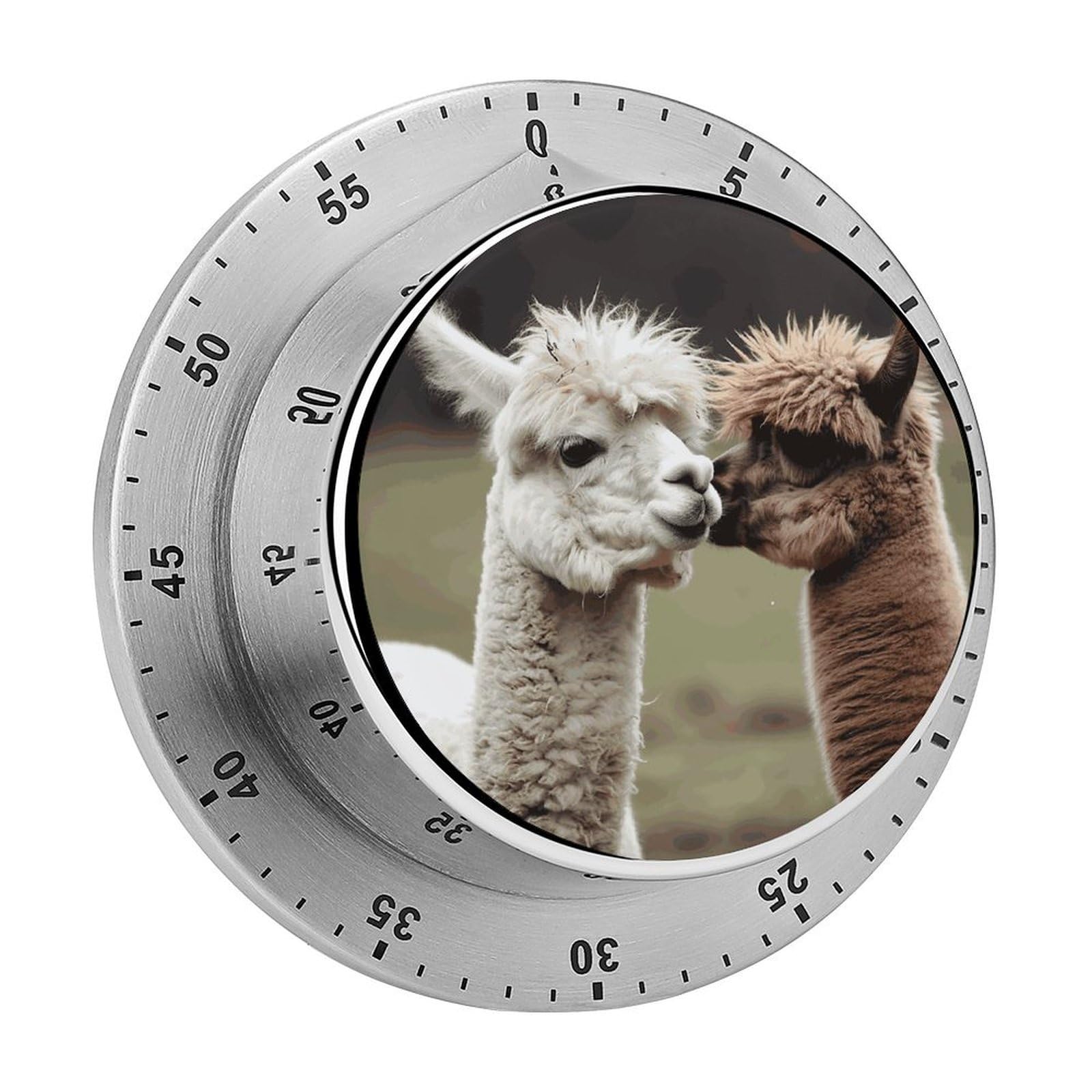 Funny Alpaca Timer Exquisite Stainless Steel Magnetic Timers Waterproof Durable Mechanical Countdown Countup for Loud Alarm for Baking Grilling Studying