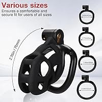 Vista 2 de Jaula de castidad masculina con cinturón elástico y candado invisible - 4 tamaños de anillo de bola, jaula de pene grande ultraligera para ajuste