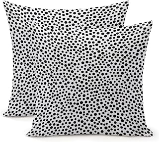 Yelolyio Juego de 2 fundas de almohada decorativas de lino para sala de estar, dormitorio, sofá, 18 x 18 pulgadas, color blanco y negro