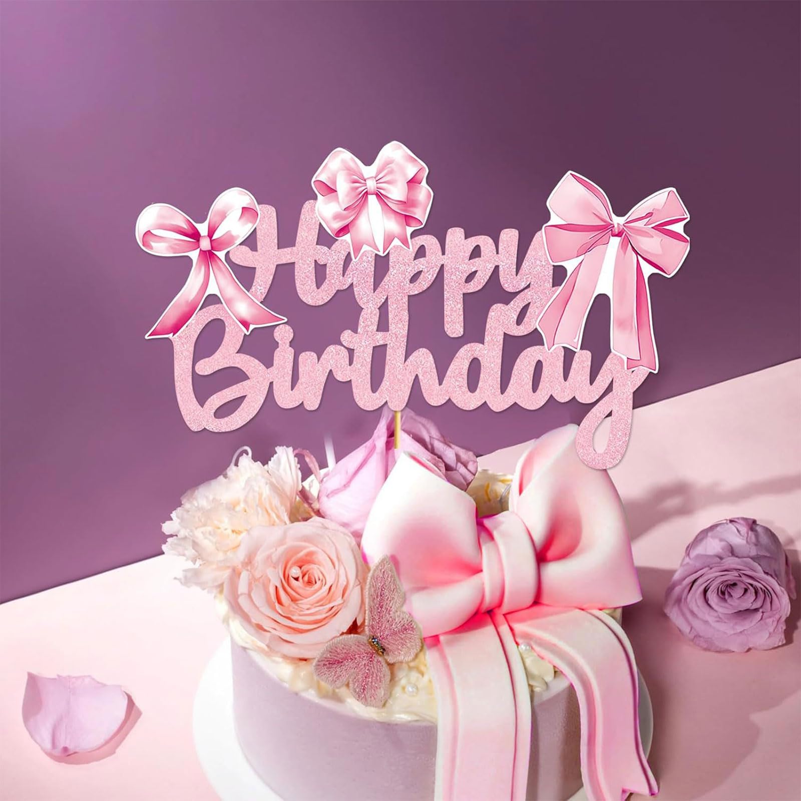 48 Stück Essbare Schleifen Cupcake Topper – Rosa, Für Prinzessinnen-Party, Baby-Dusche & Hochzeit