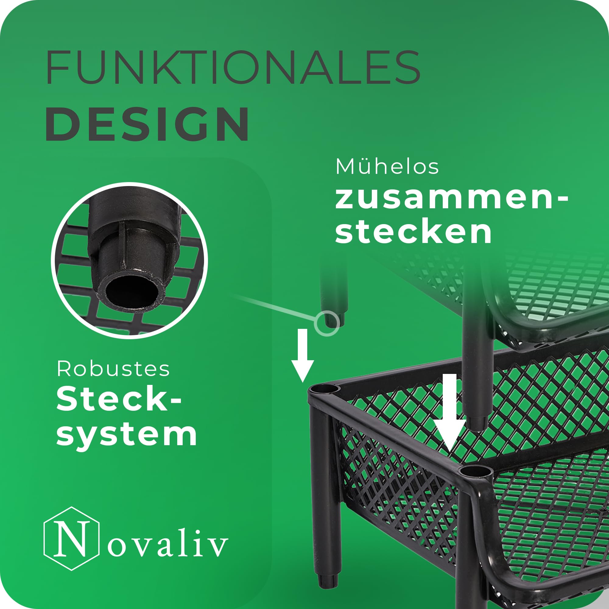 Novaliv 5 stuks mandrek, zwart, stapelbaar en uitbreidbaar, planken voor voorraadruimte, levensmiddelenkast, fruitrek, kelder, opbergsysteem, voorraadkamer, opbergsysteem, drankrek