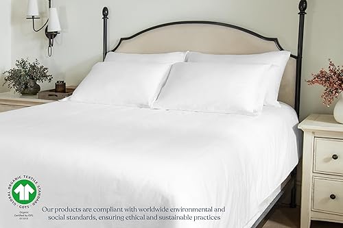 Miniatura 5 de Delara Juego de funda de edredón 100% algodón orgánico certificado GOTS de 400 hilos, algodón de fibra larga, ultra suave, sedoso, absorbe la