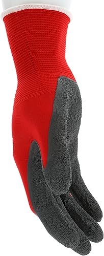 Miniatura 9 de Glove N9680M Ninja Flex - Guantes de nailon con palma de látex y puntas de los dedos, grisrojo, mediano, 1 par