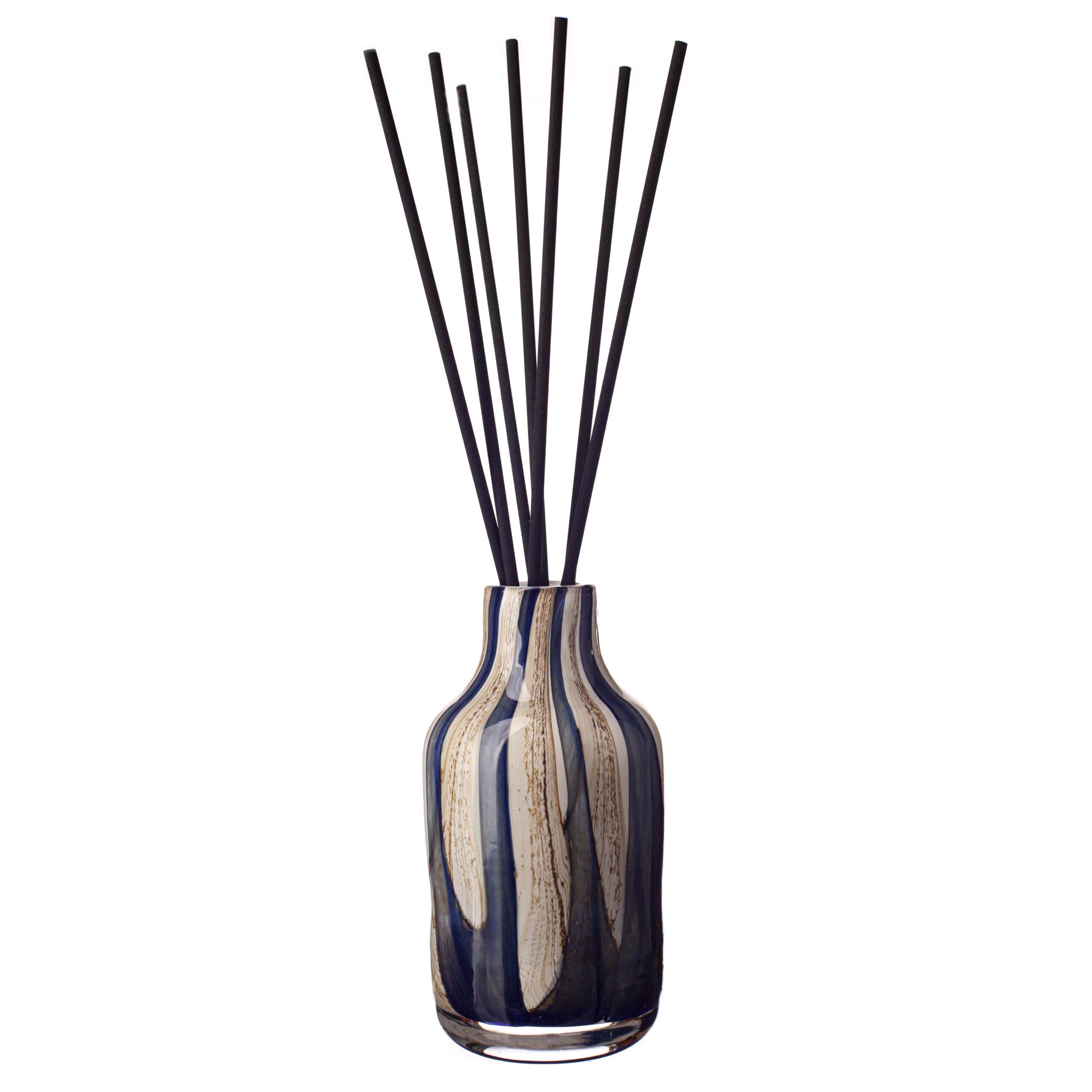 Amelia Art Glass Naval Oak Apothecary Glass Reed Diffuser In (Blue, Brown & Cream) 350Ml