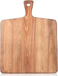 Grande Acacia Wood Cutting Board avec poignée en bois Charcuterie Board Kitchen Capping Block pour la viande Fromage Légumes pains Planches de service de fruits Bâton de bois Carving Board, 17" X 13"