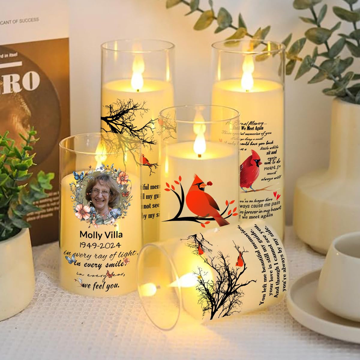 Sympathy Candle Personalized Memorial LED Candle With Photo, In Loving Memory Of A In Memory Of Loved One Gifts