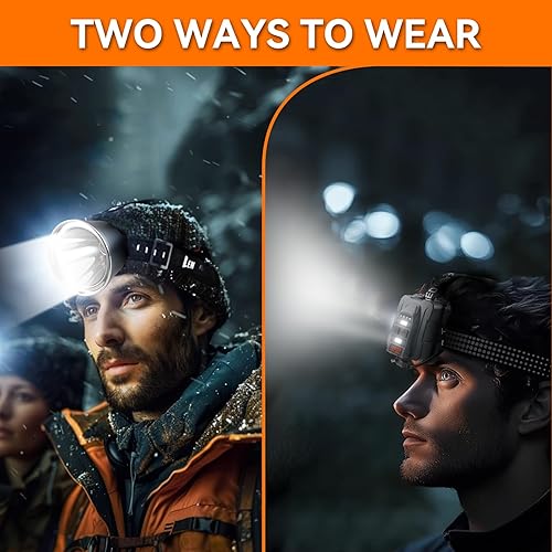 Miniatura 2 de Linterna frontal recargable LED superbrillante, 6 modos de luz ajustables, impermeable, función de corriente constante, ligera, perfecta para