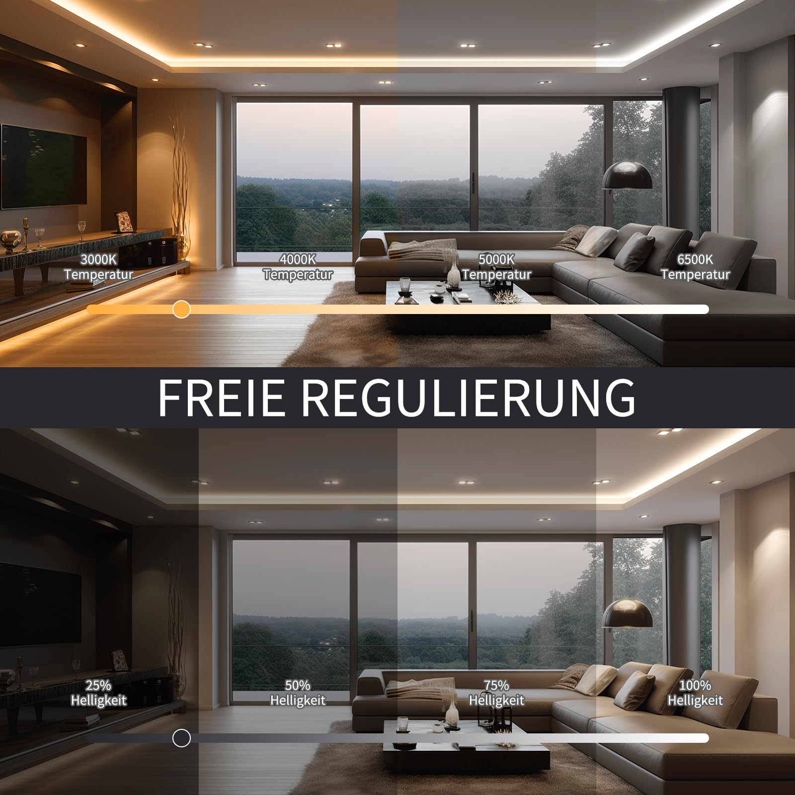 Tira LED Neon 8M Blanca Cálida 3000K-6500K Blanca Frío Tira Luz LED Regulable Superbrillante con Mando Distancia y Fuente Alimentación Luces de Cinta LED Flexible para Cocina, Dormitorio