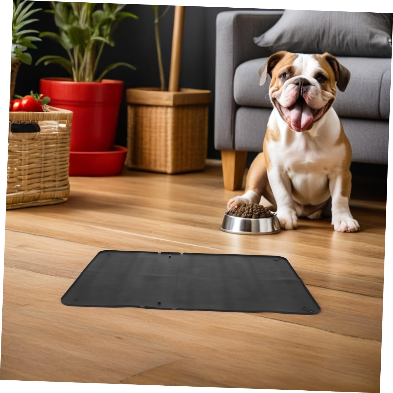 Outanaya Porta Traversine Tappetino Igienico Flessibile e Compatto Nero in Silicone per Addestramento Cani per Area Animali e Casa