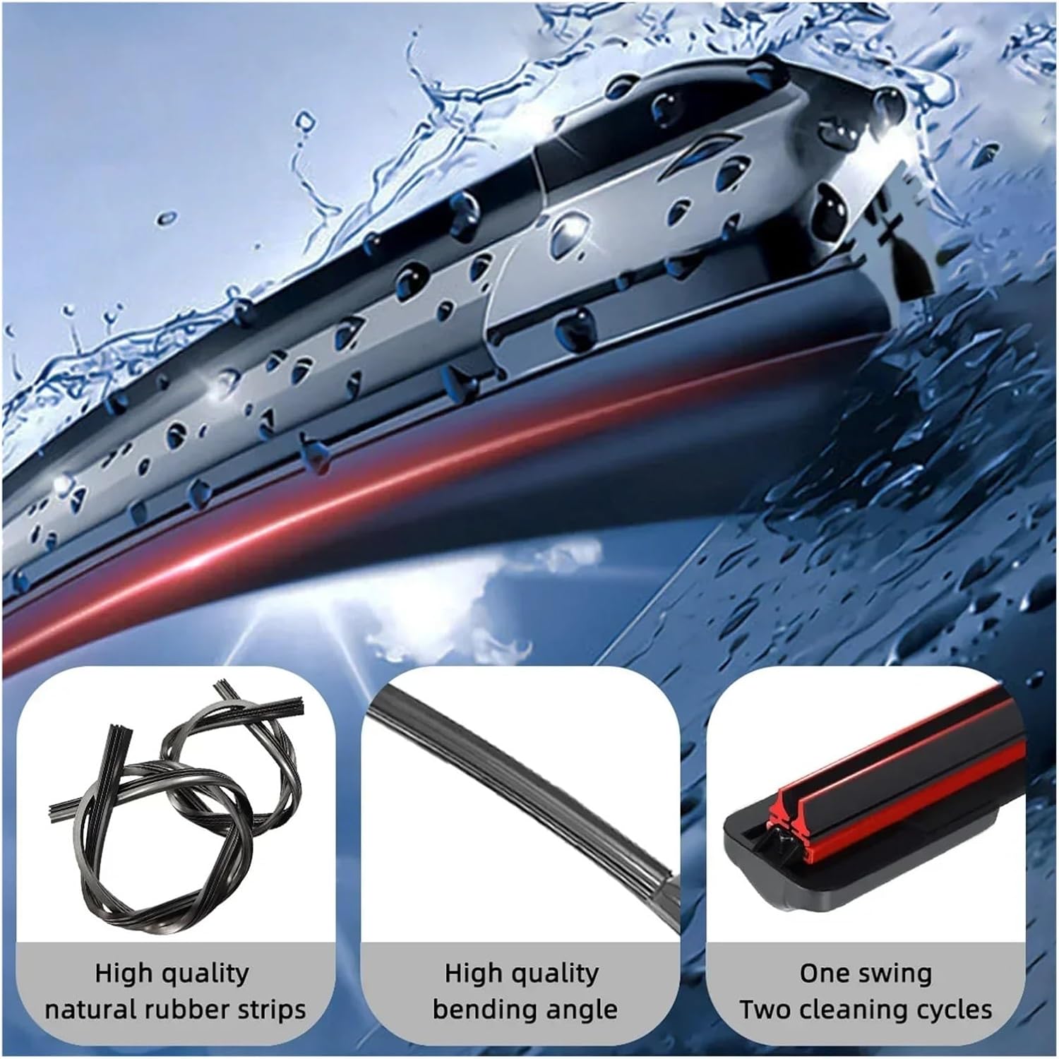 Front Windshield Wiper/General Motors Multifunctional Double Rubber Strip Compatible For BMW X1 E84 X3 F25 X4 F26 X5 E70 X6(4 PCS)