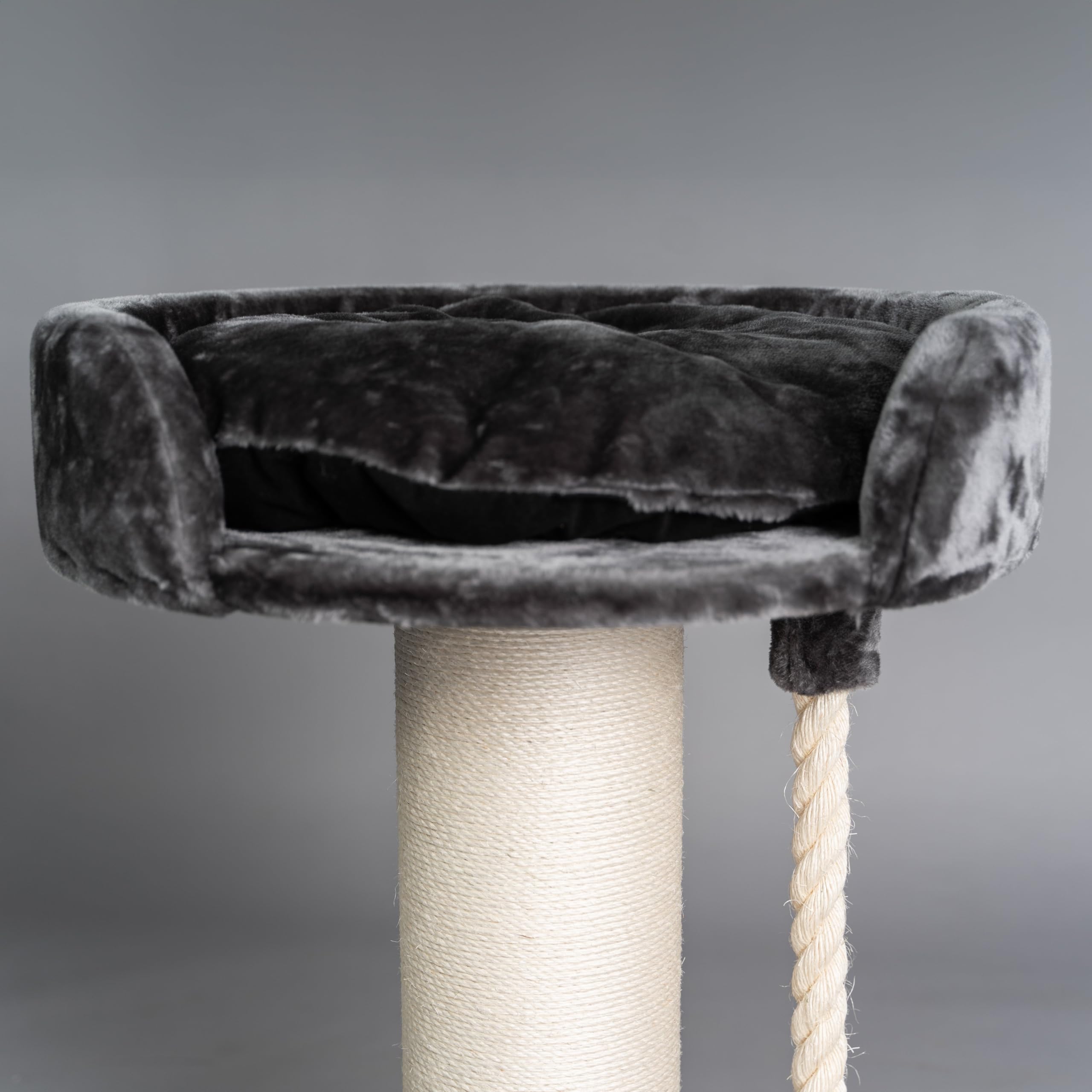 RHRQuality Tiragraffi per gatti di grossa taglia - Chartreux – 80 cm di altezza – Con palo in sisal extra spesso da 20 cm - Lussuosa cuccia di ⌀60 cm – Grigio scuro